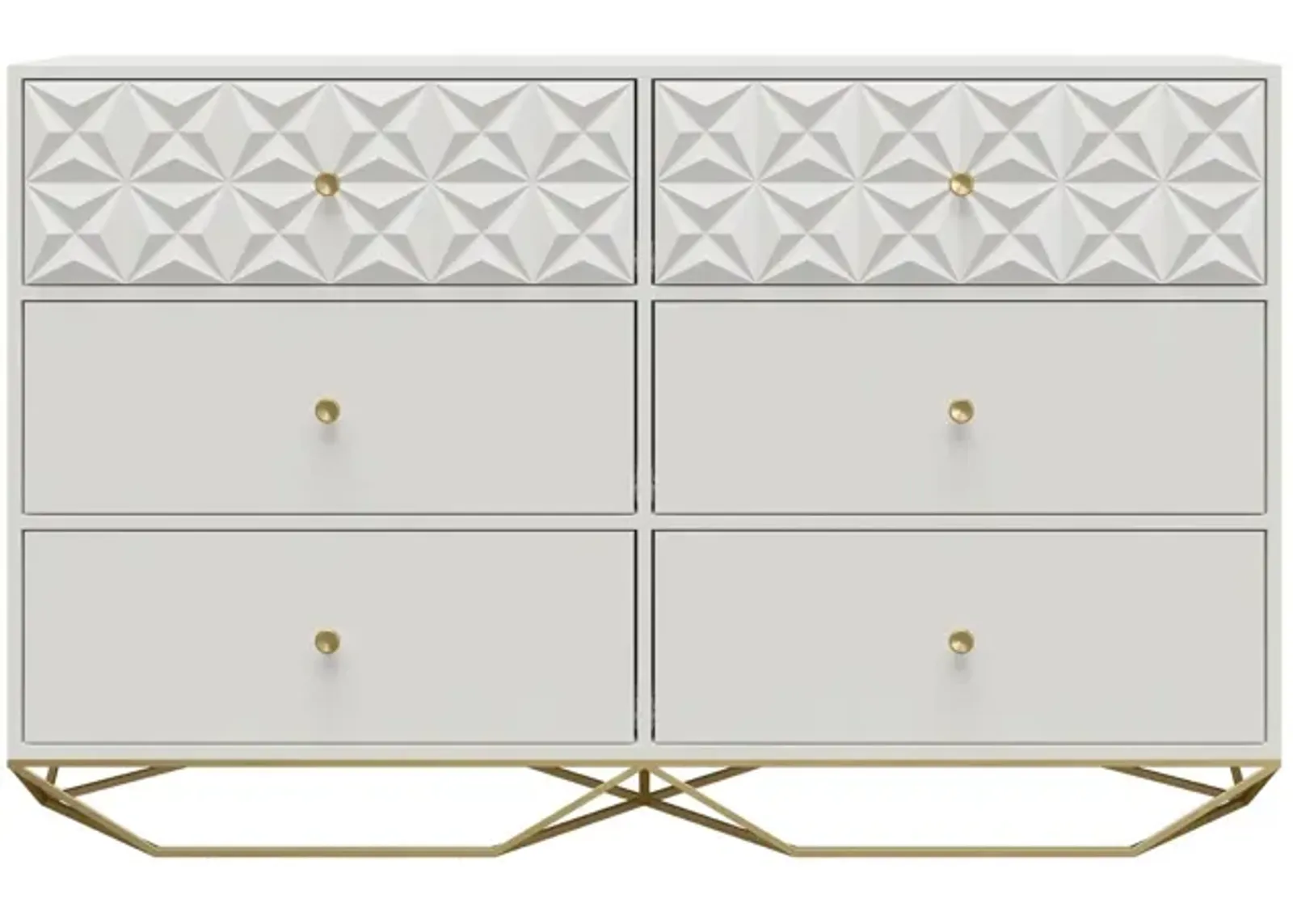 Blair 6 Drawer Dresser with Gold Geometirc Base