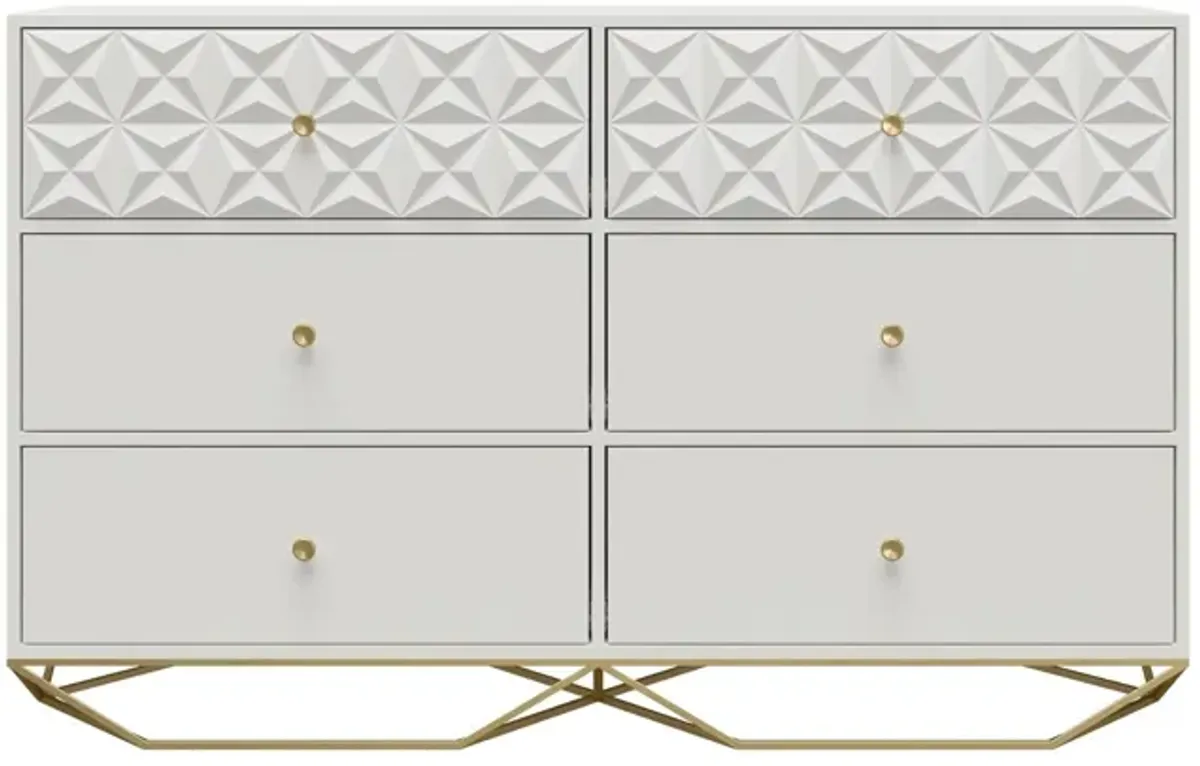 Blair 6 Drawer Dresser with Gold Geometirc Base