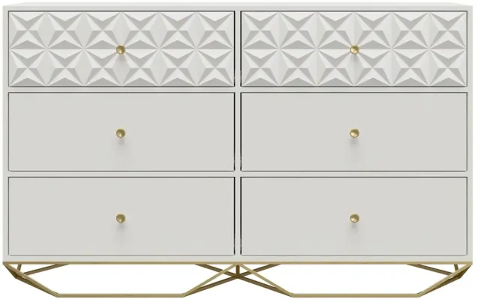 Blair 6 Drawer Dresser with Gold Geometirc Base