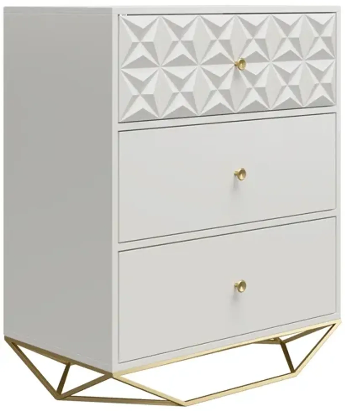 Blair 3 Drawer Dresser with Gold Geometirc Base