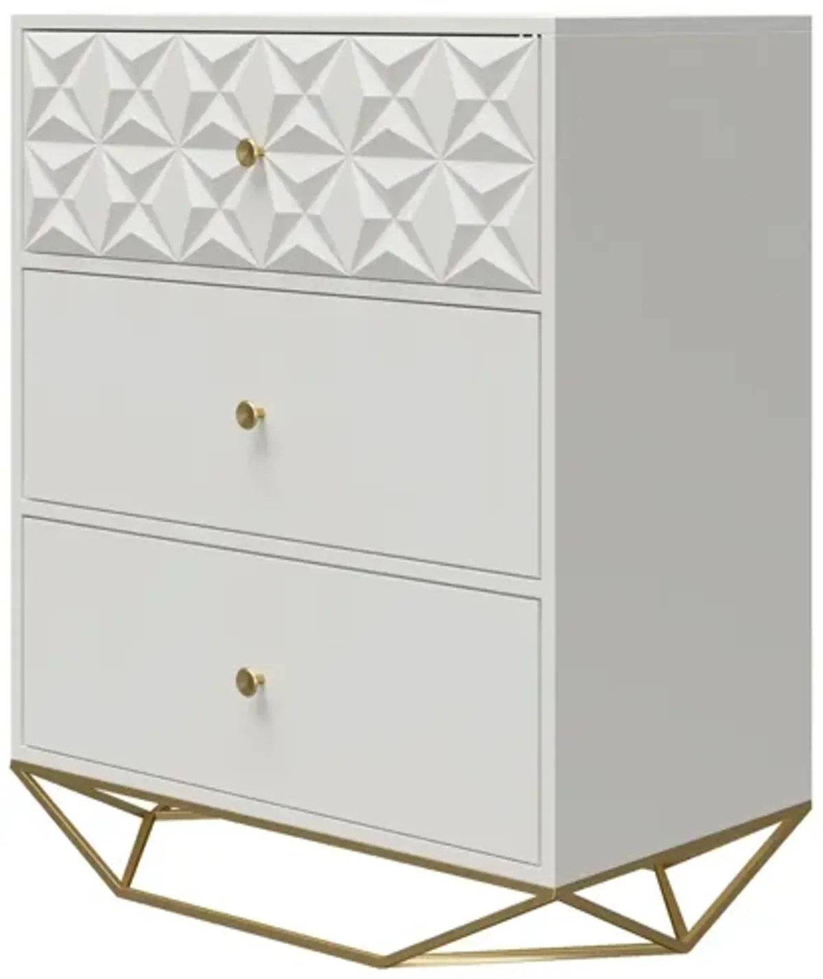 Blair 3 Drawer Dresser with Gold Geometirc Base