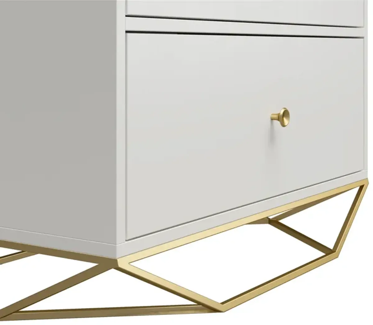 Blair 3 Drawer Dresser with Gold Geometirc Base