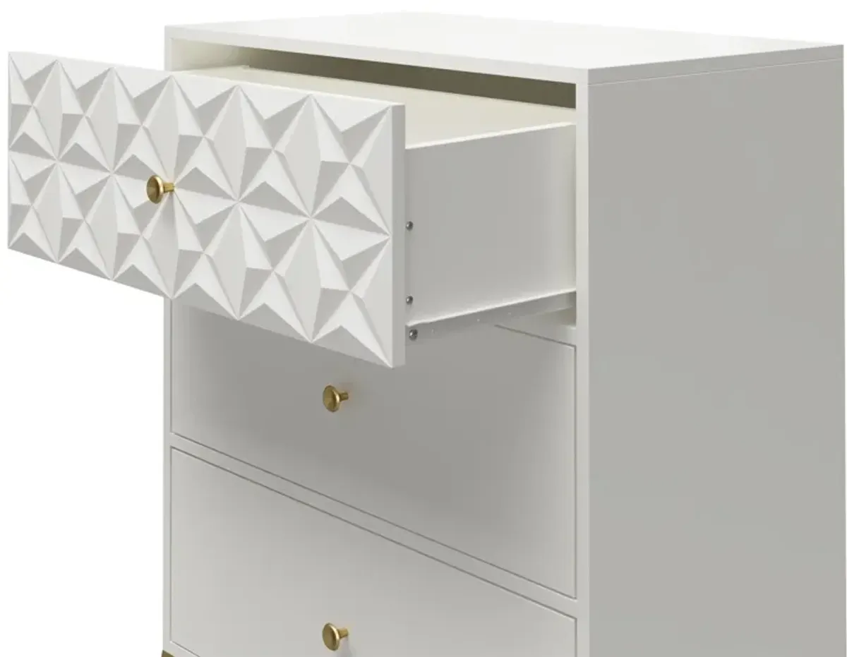 Blair 3 Drawer Dresser with Gold Geometirc Base