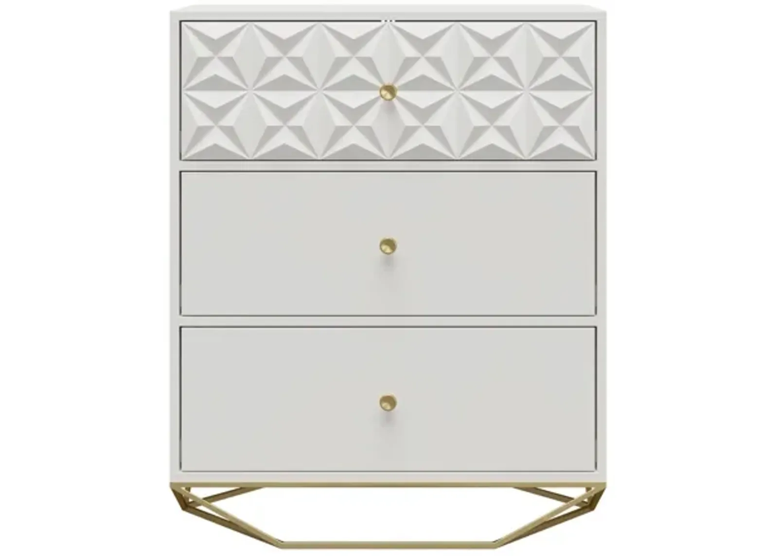 Blair 3 Drawer Dresser with Gold Geometirc Base