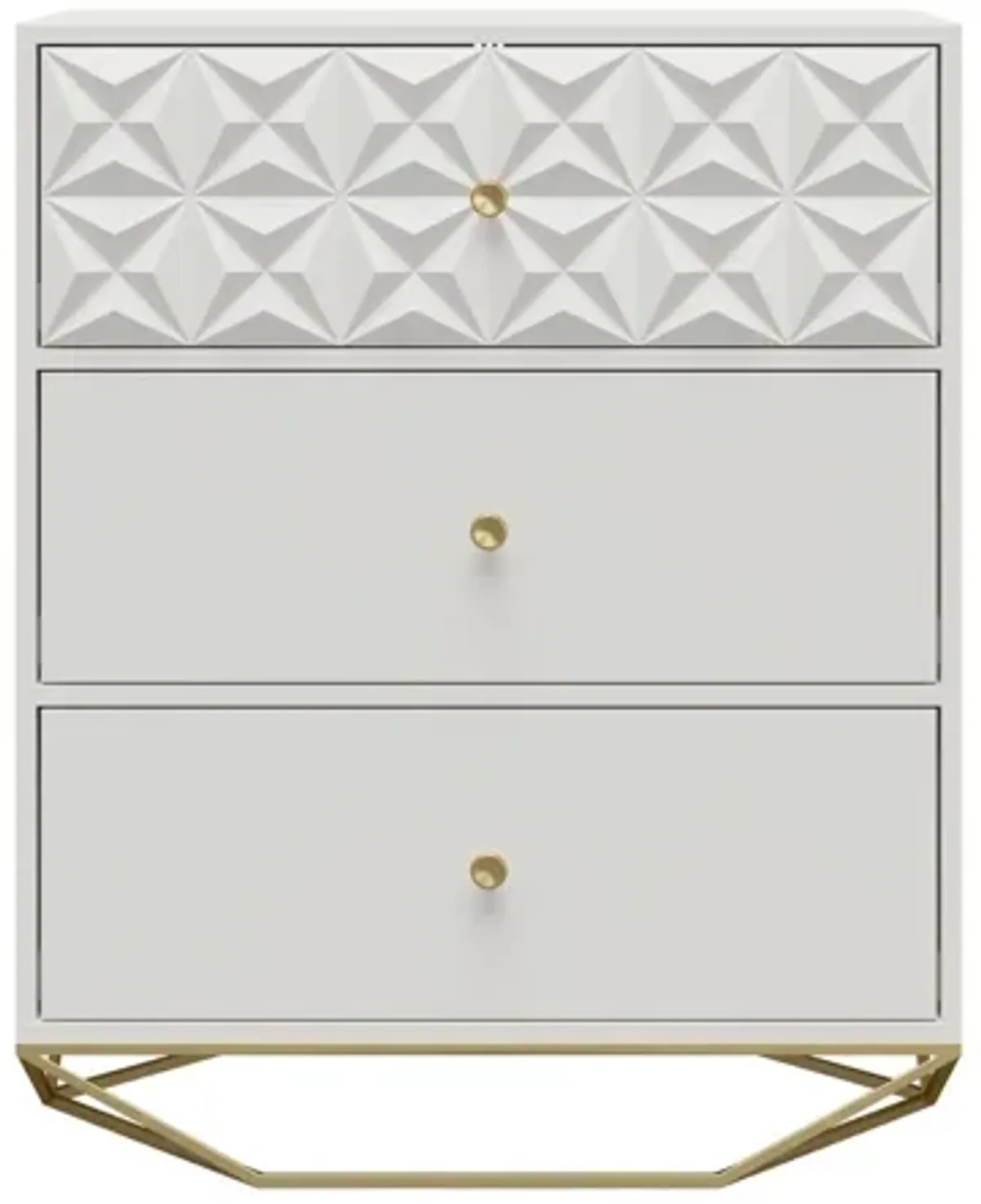 Blair 3 Drawer Dresser with Gold Geometirc Base