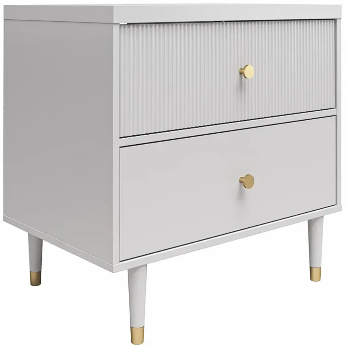 Elizabeth 2 Drawer Textured Nightstand with Gold Knobs