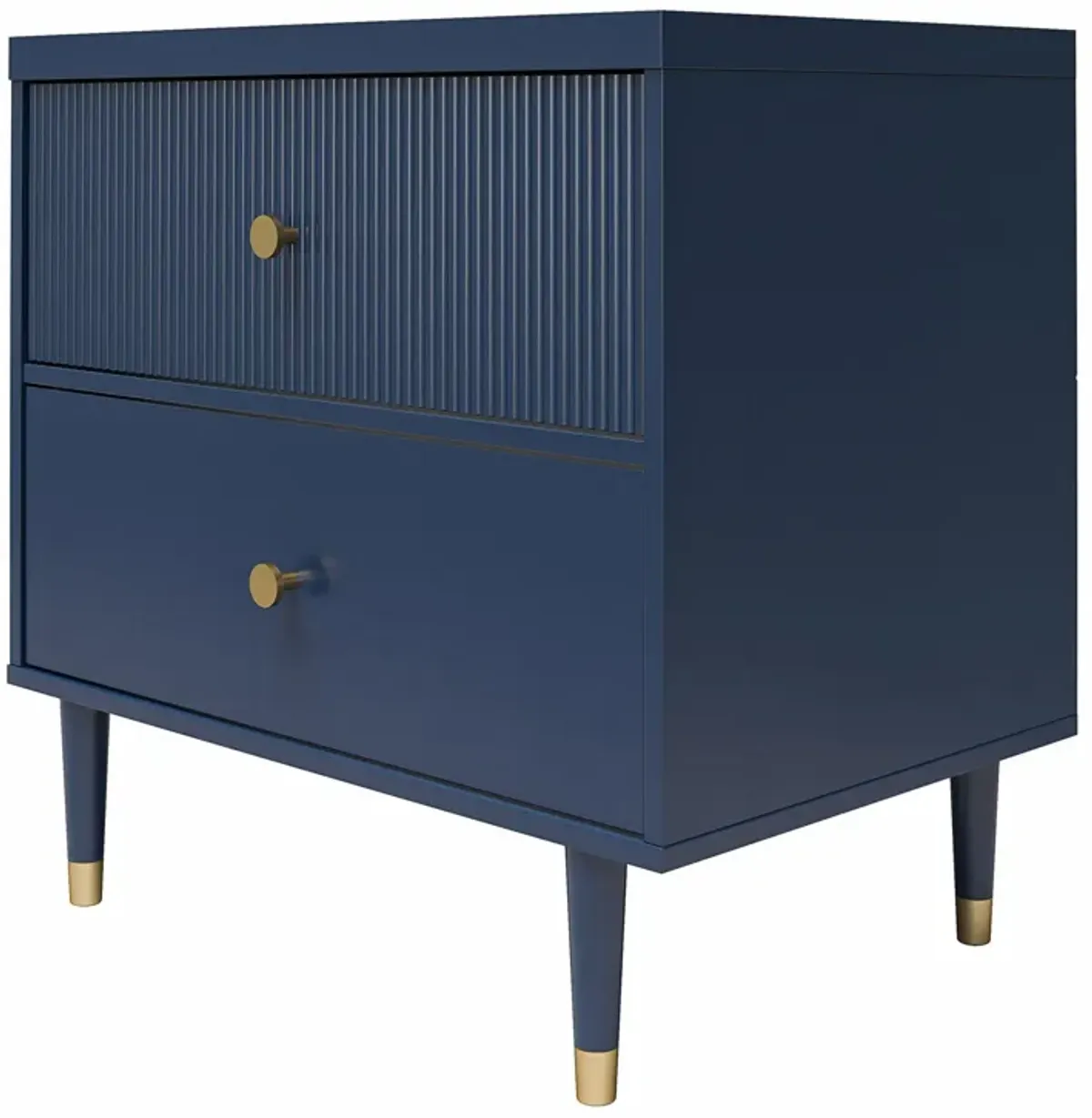 Elizabeth 2 Drawer Textured Nightstand with Gold Knobs