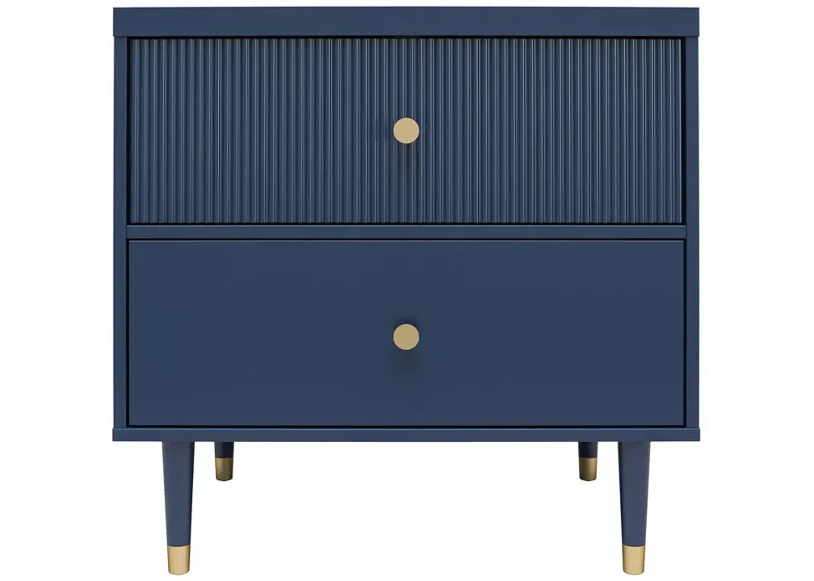 Elizabeth 2 Drawer Textured Nightstand with Gold Knobs