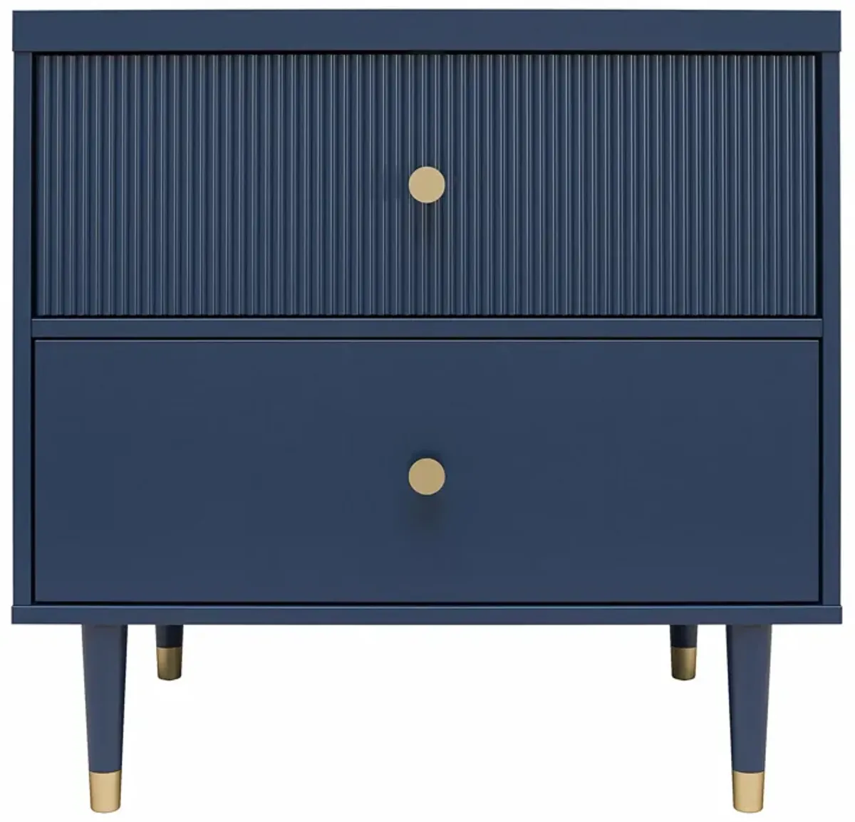 Elizabeth 2 Drawer Textured Nightstand with Gold Knobs