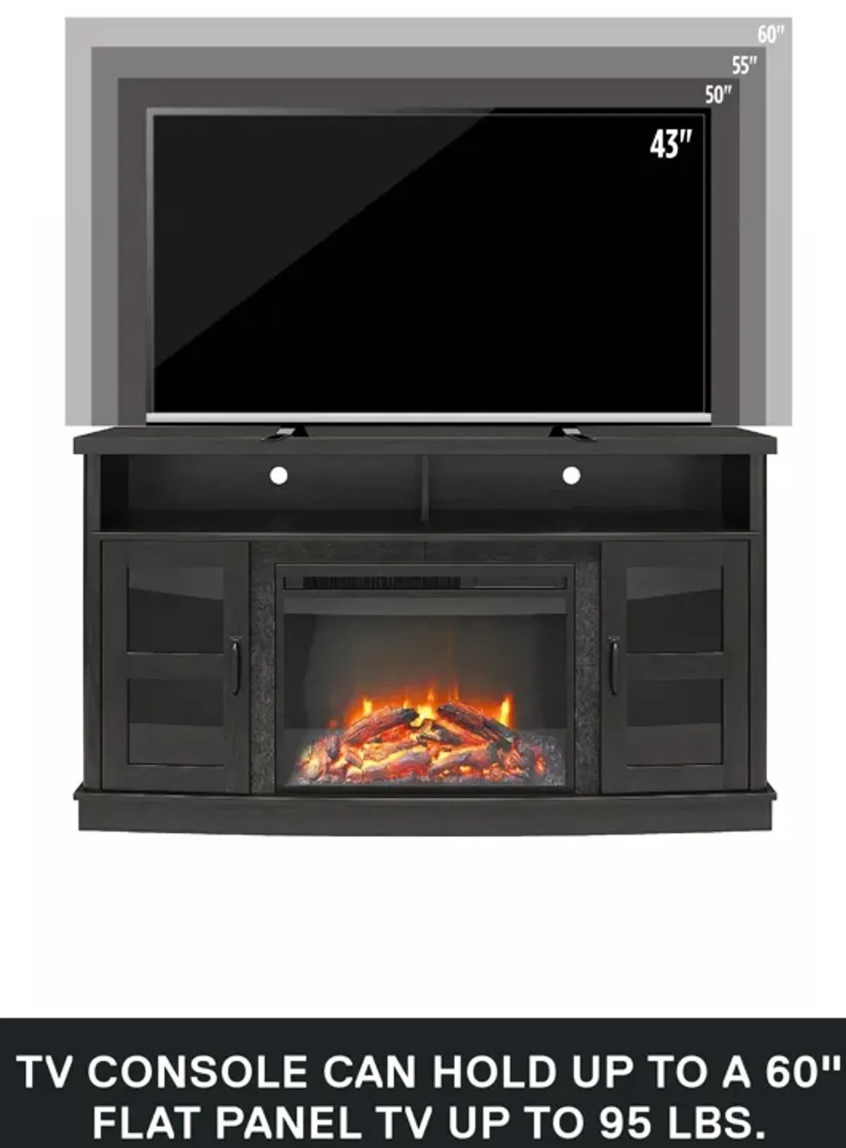 Barrow Creek Fireplace Console with Glass Doors for TVs up to 60"