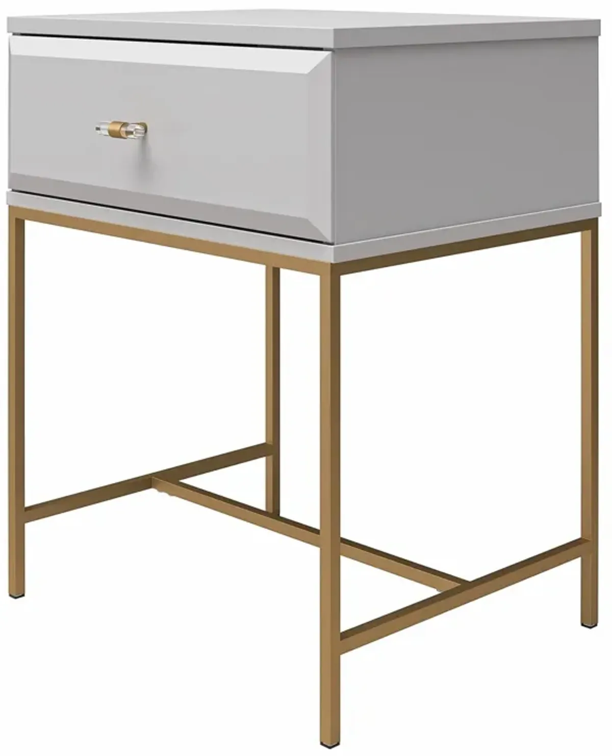 Effie Nightstand with 1 Drawer and a Gold Metal Base