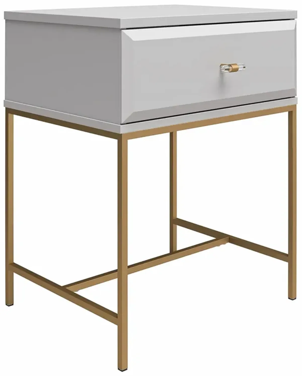 Effie Nightstand with 1 Drawer and a Gold Metal Base