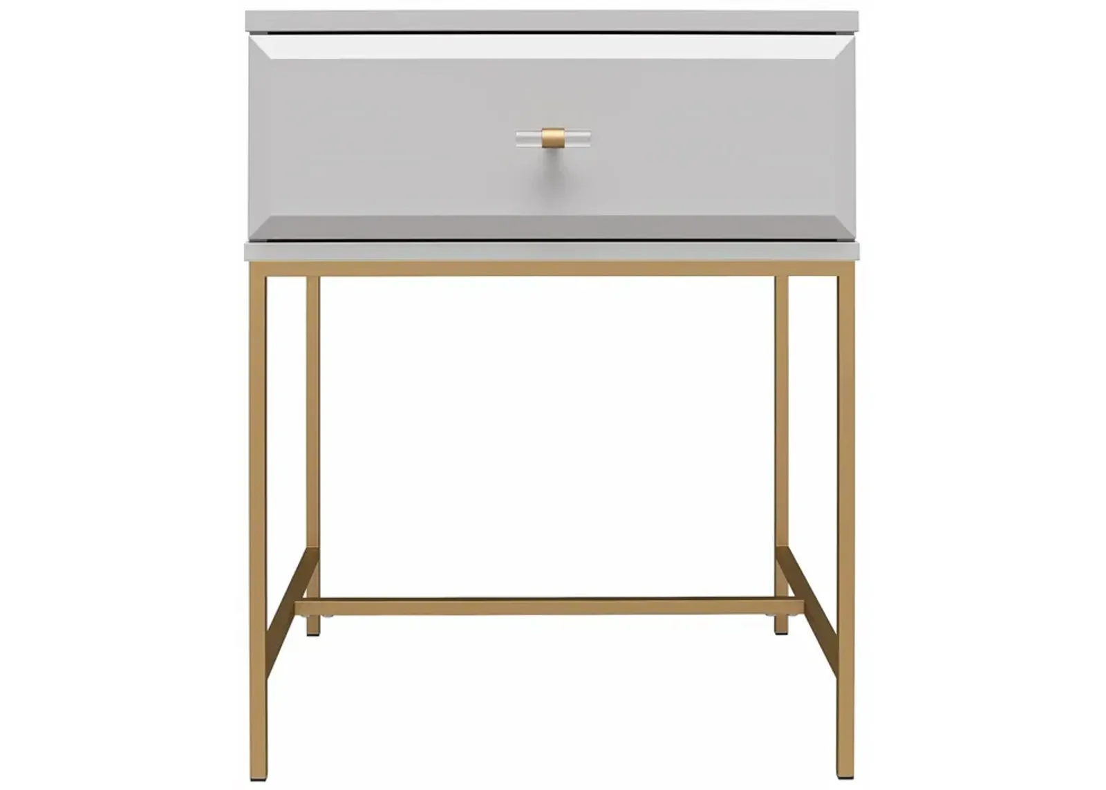 Effie Nightstand with 1 Drawer and a Gold Metal Base