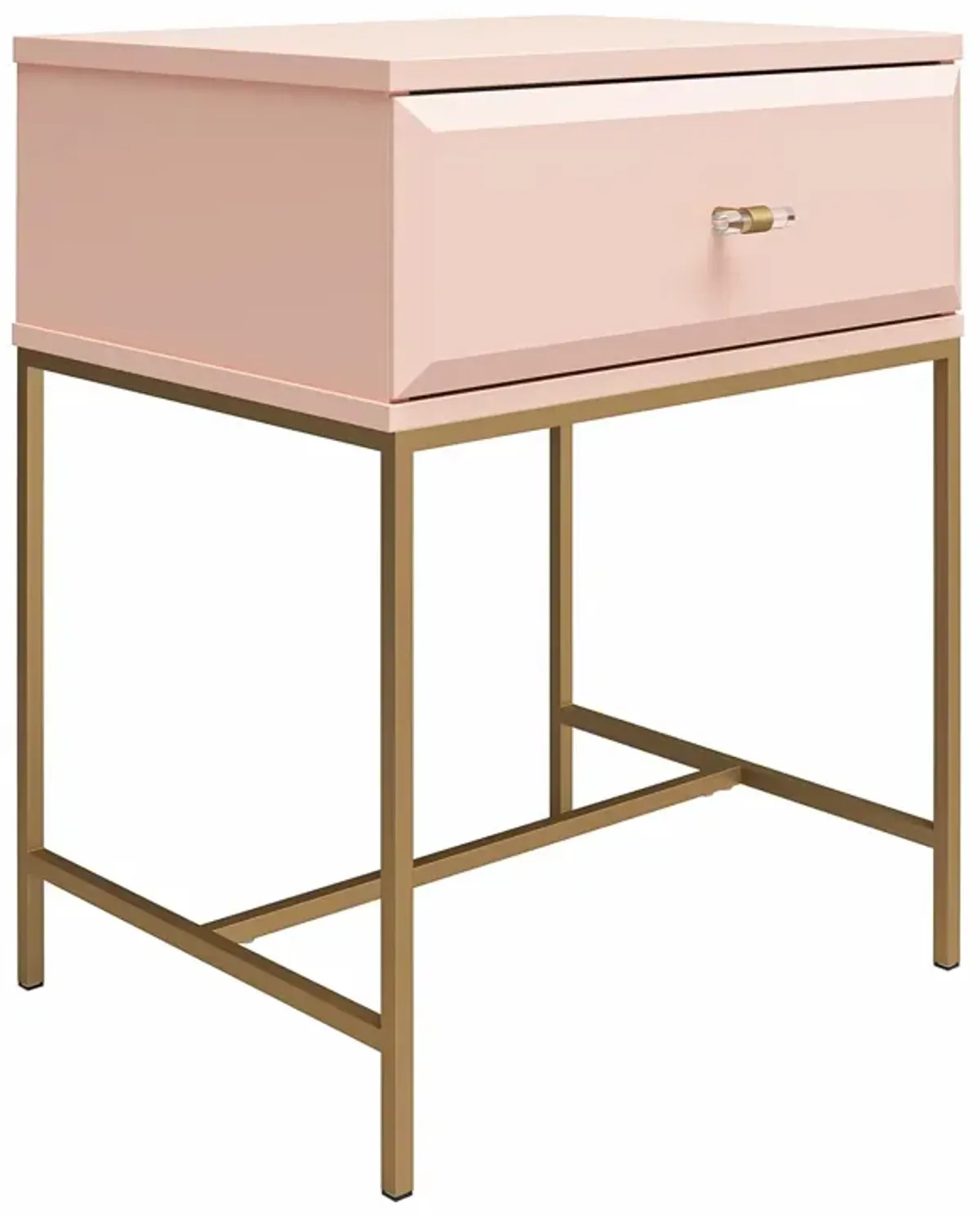 Effie Nightstand with 1 Drawer and a Gold Metal Base