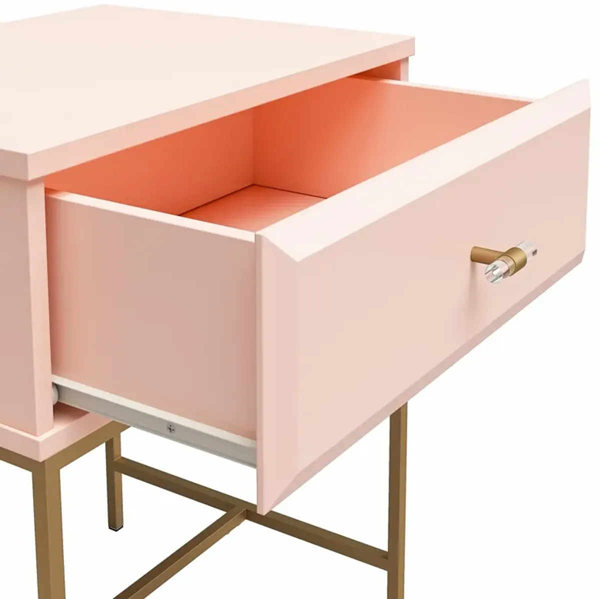 Effie Nightstand with 1 Drawer and a Gold Metal Base