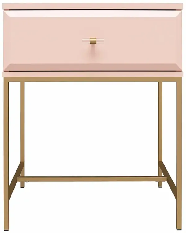Effie Nightstand with 1 Drawer and a Gold Metal Base