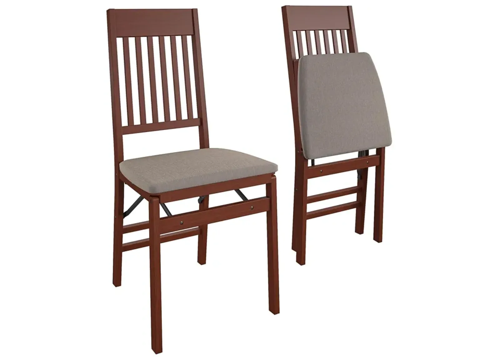 Mission Back Solid Wood Folding Chair with Fabric Padded Seat, Set of 2