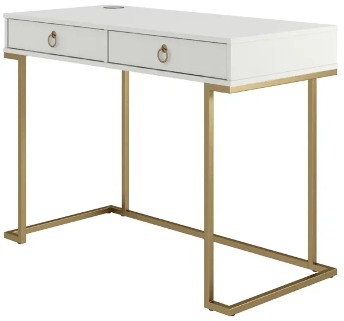 Camila Writing Desk with 2 Drawers and Gold Base