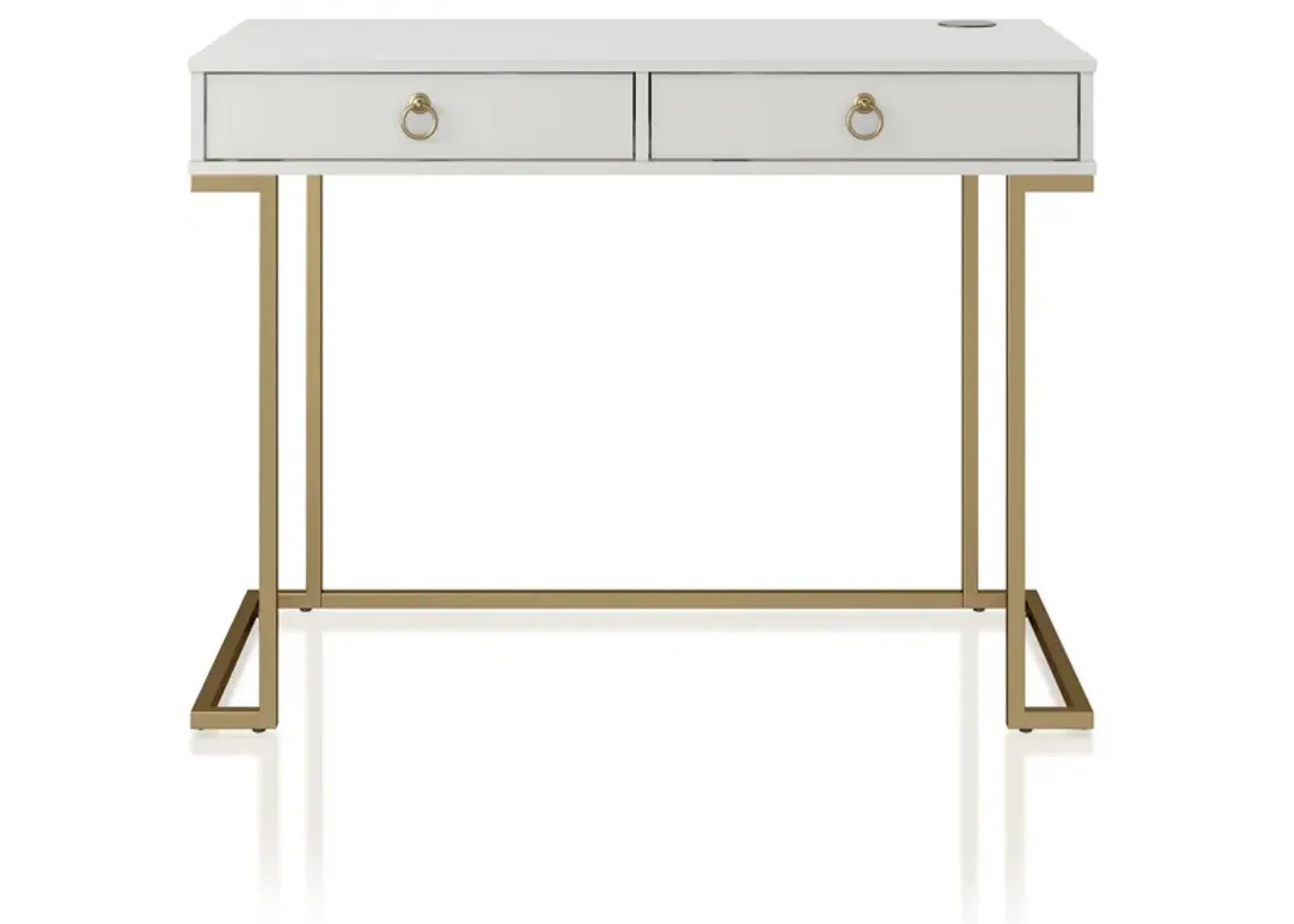 Camila Writing Desk with 2 Drawers and Gold Base