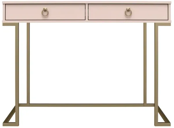 Camila Writing Desk with 2 Drawers and Gold Base
