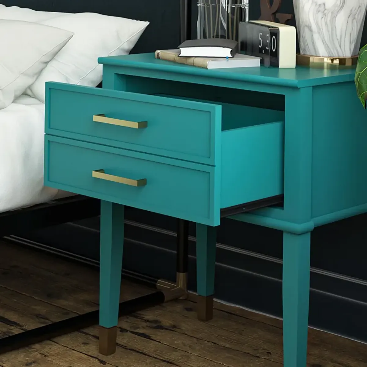 Westerleigh 2 Drawer Nightstand with Gold Accents