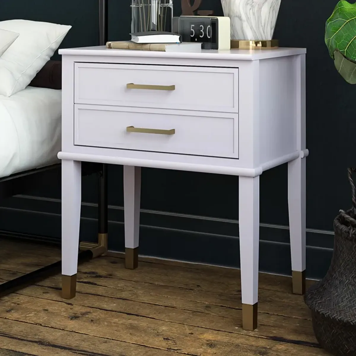 Westerleigh 2 Drawer Nightstand with Gold Accents