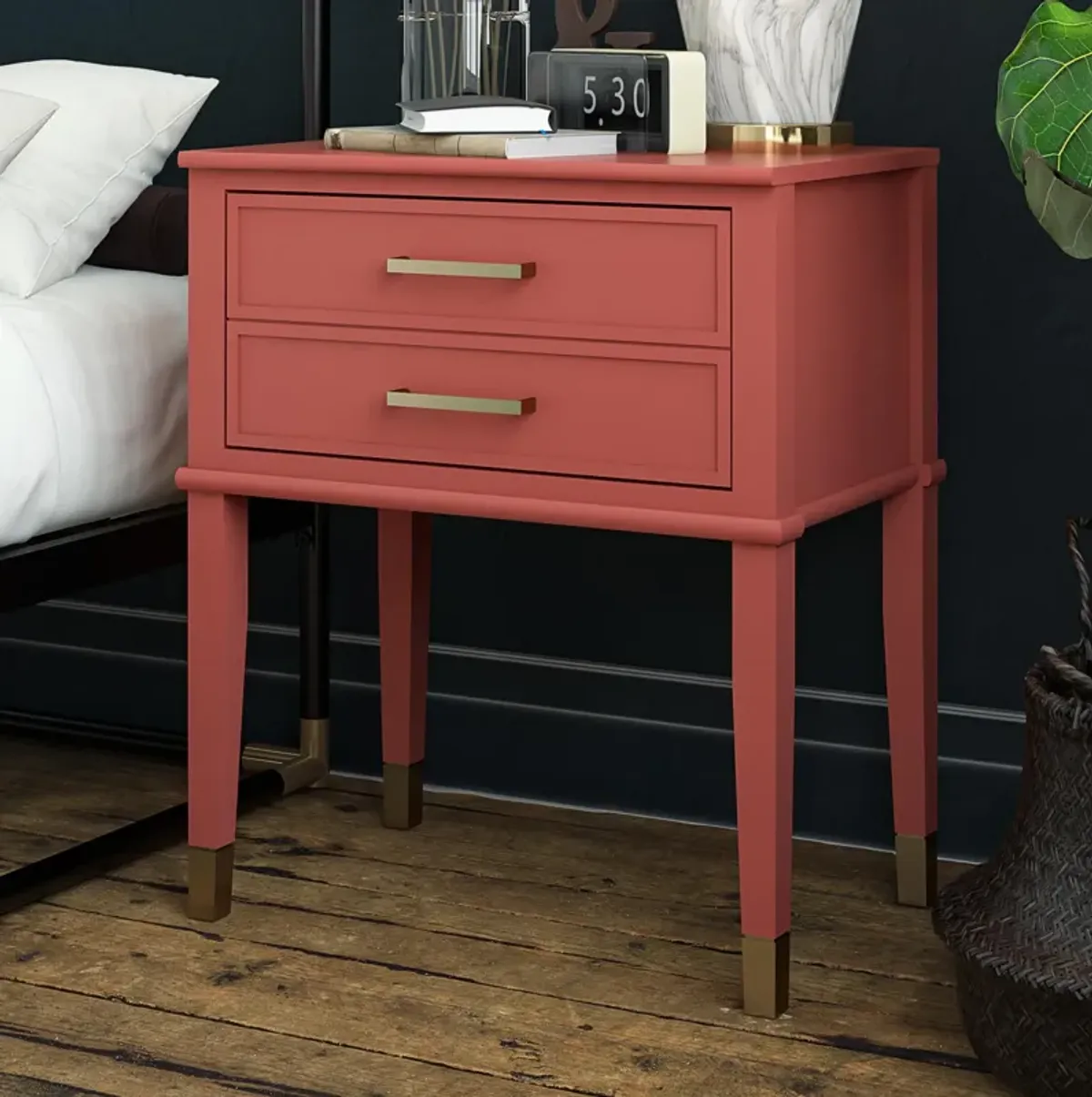 Westerleigh 2 Drawer Nightstand with Gold Accents