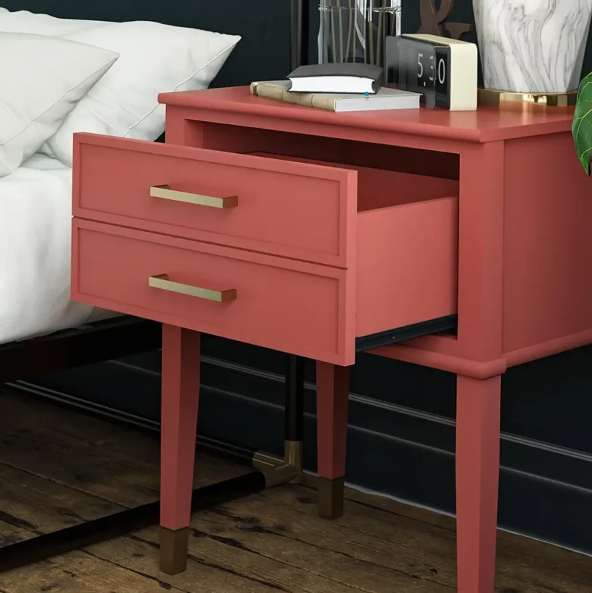 Westerleigh 2 Drawer Nightstand with Gold Accents