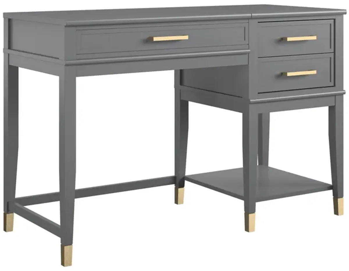 Westerleigh Lift-Top Computer Desk with Gold Accents