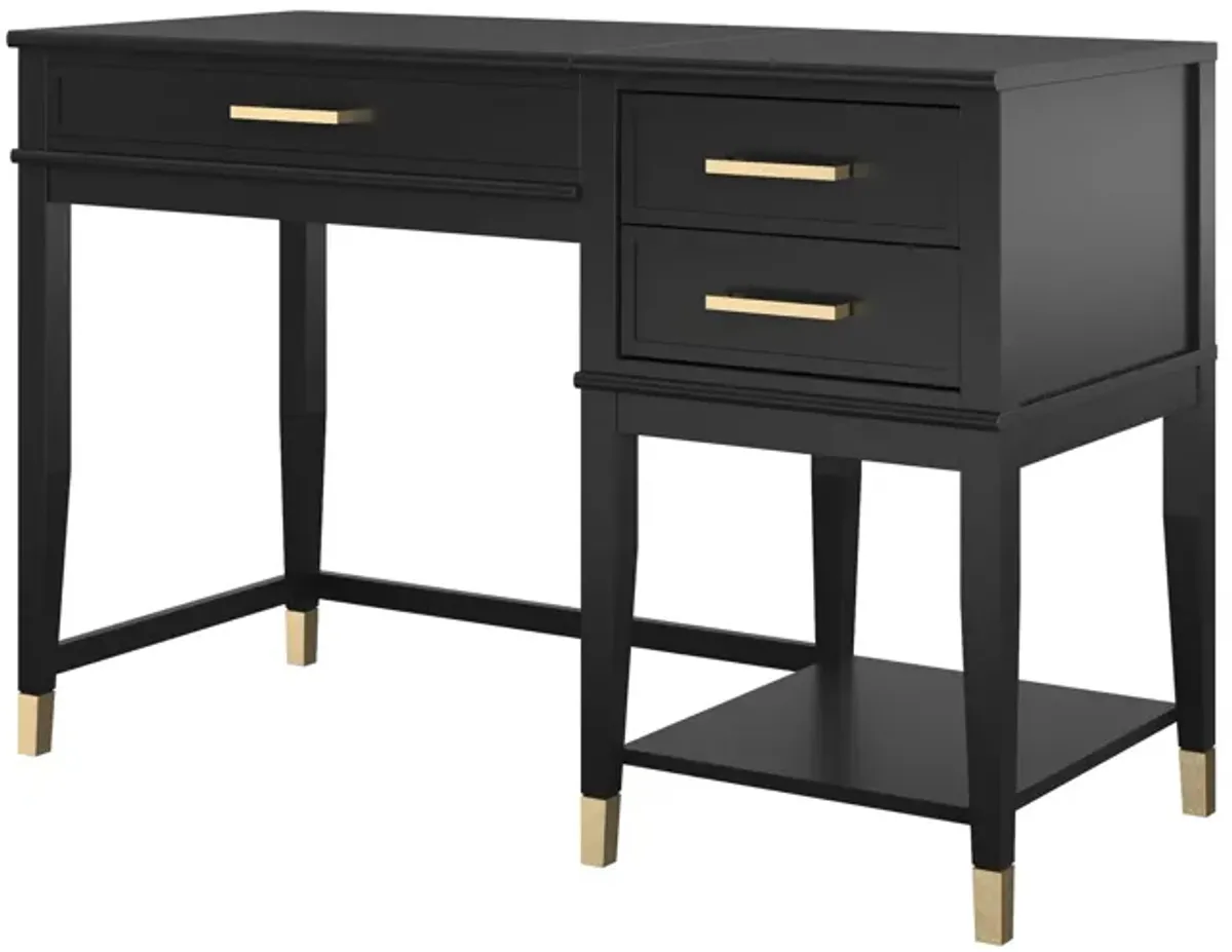 Westerleigh Lift-Top Computer Desk with Gold Accents