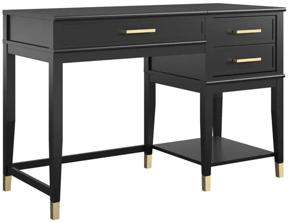 Westerleigh Lift-Top Computer Desk with Gold Accents