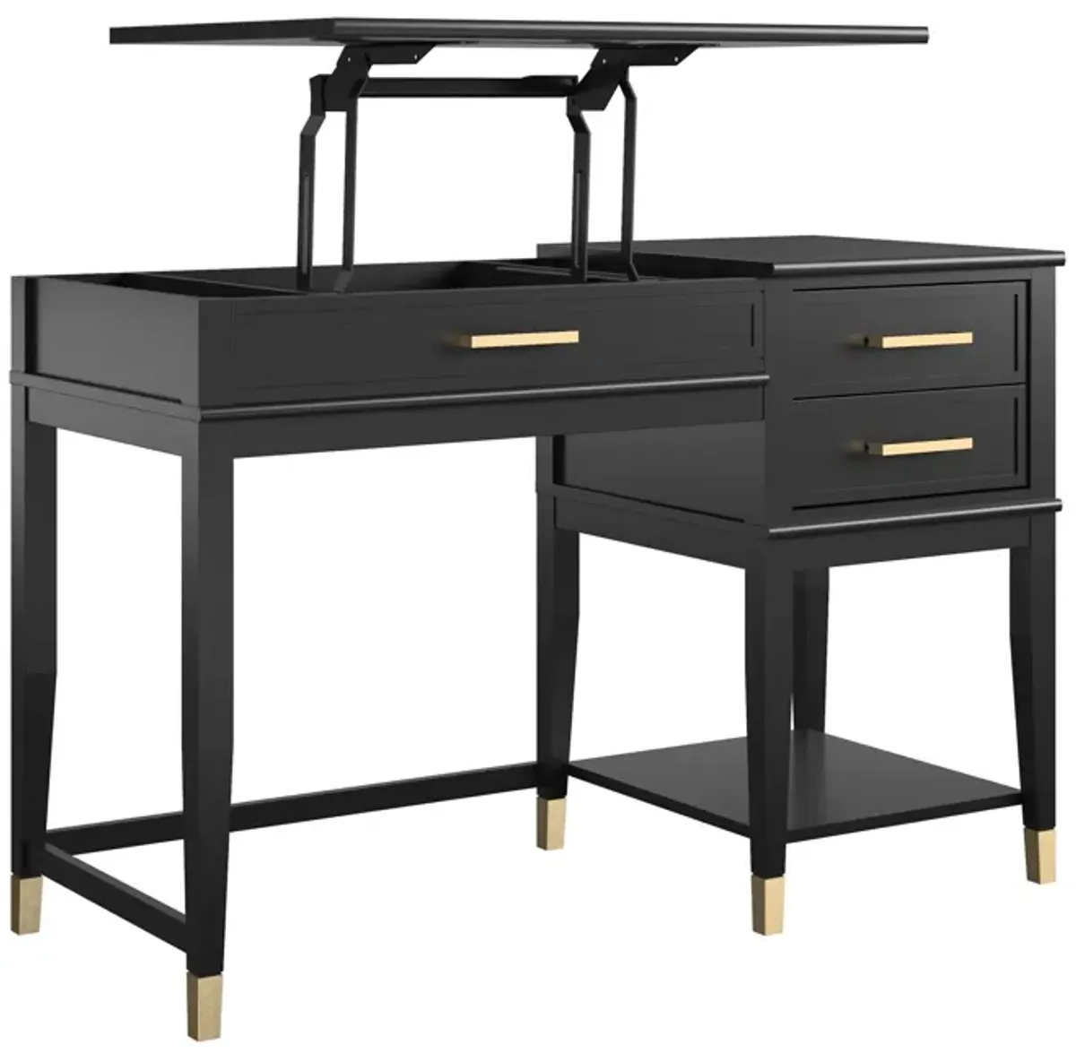 Westerleigh Lift-Top Computer Desk with Gold Accents