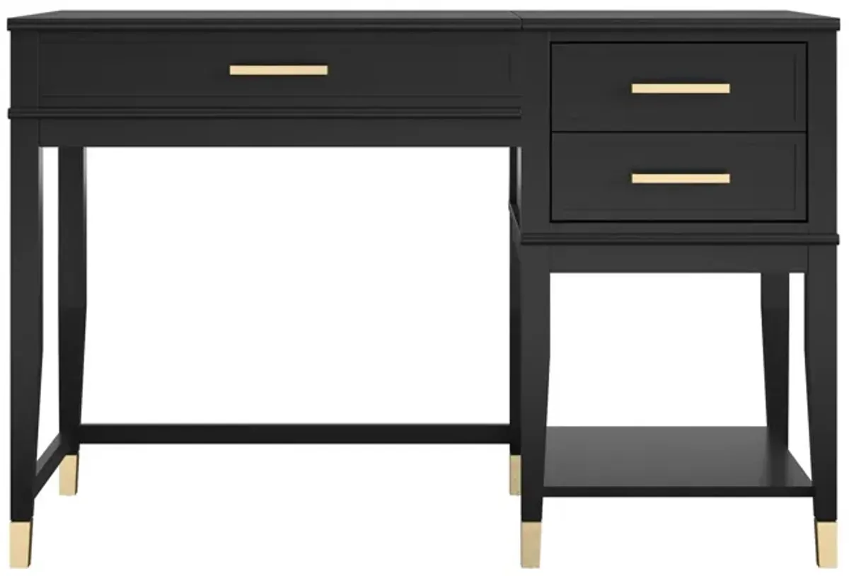 Westerleigh Lift-Top Computer Desk with Gold Accents