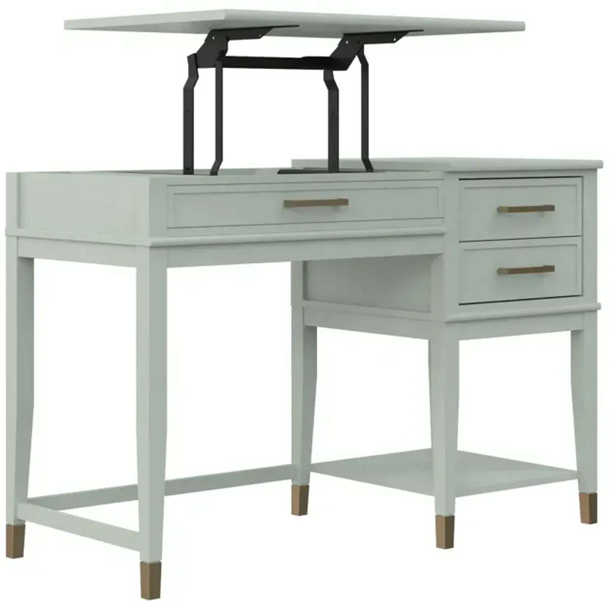 Westerleigh Lift-Top Computer Desk with Gold Accents