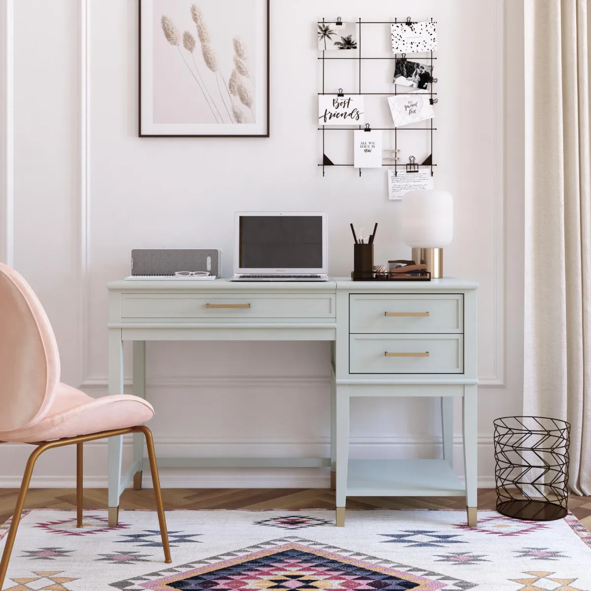 Westerleigh Lift-Top Computer Desk with Gold Accents