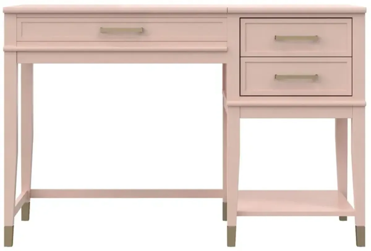 Westerleigh Lift-Top Computer Desk with Gold Accents