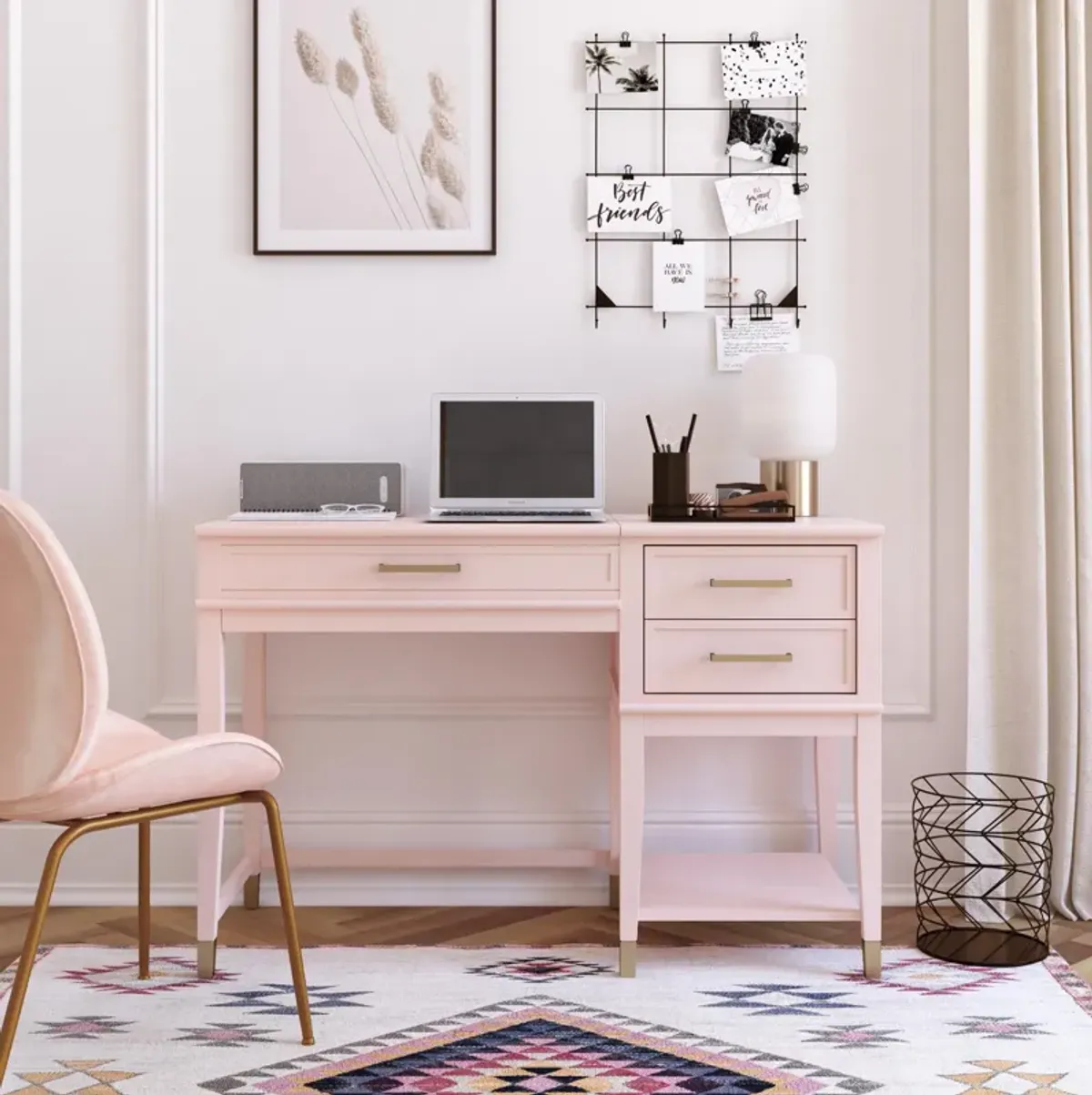 Westerleigh Lift-Top Computer Desk with Gold Accents