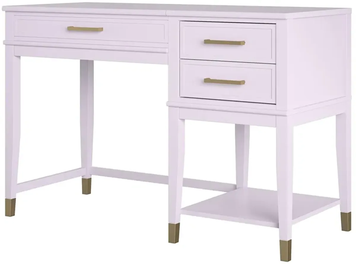 Westerleigh Lift-Top Computer Desk with Gold Accents