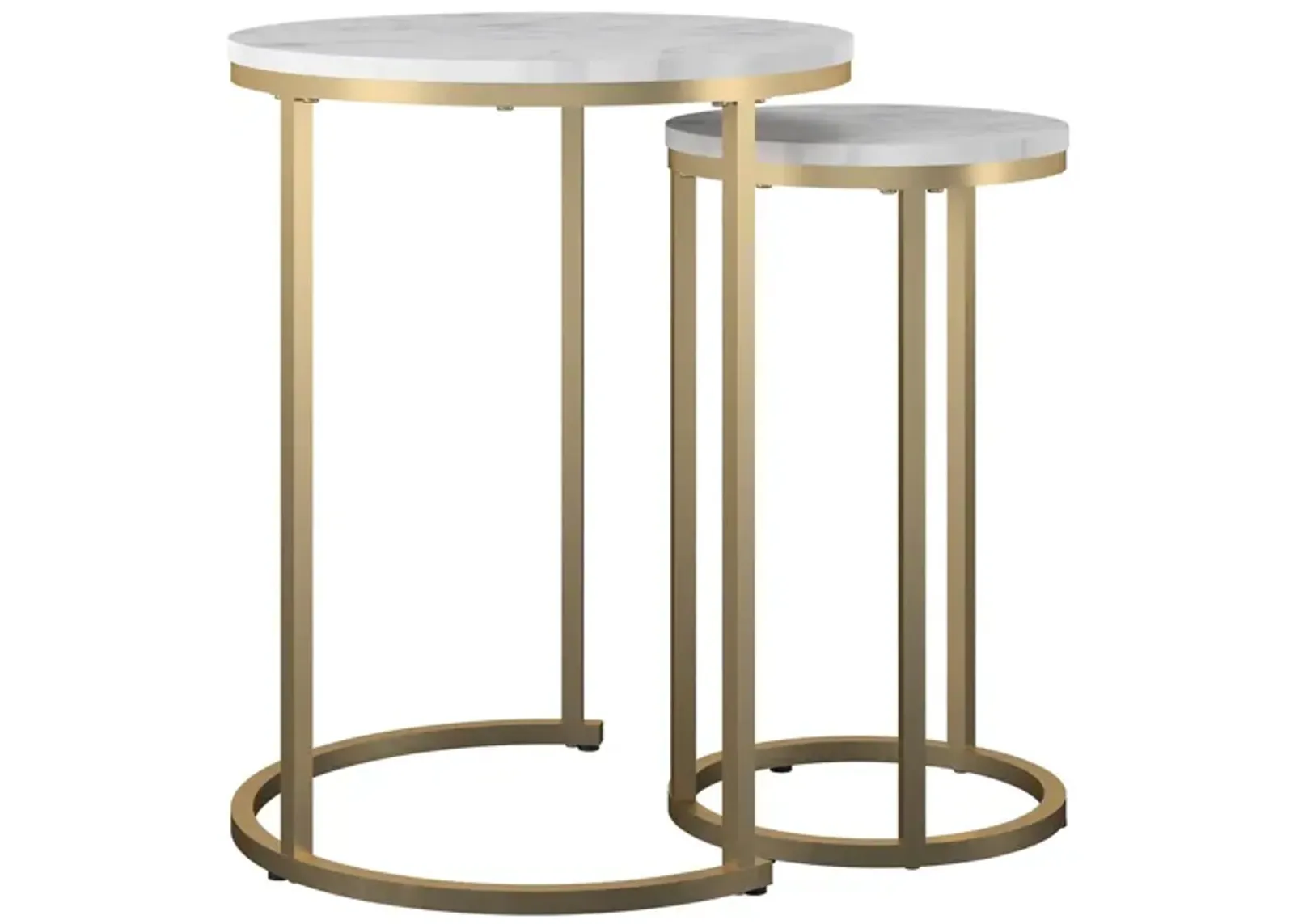 Amelia Round Nesting Tables with Gold Metal Base