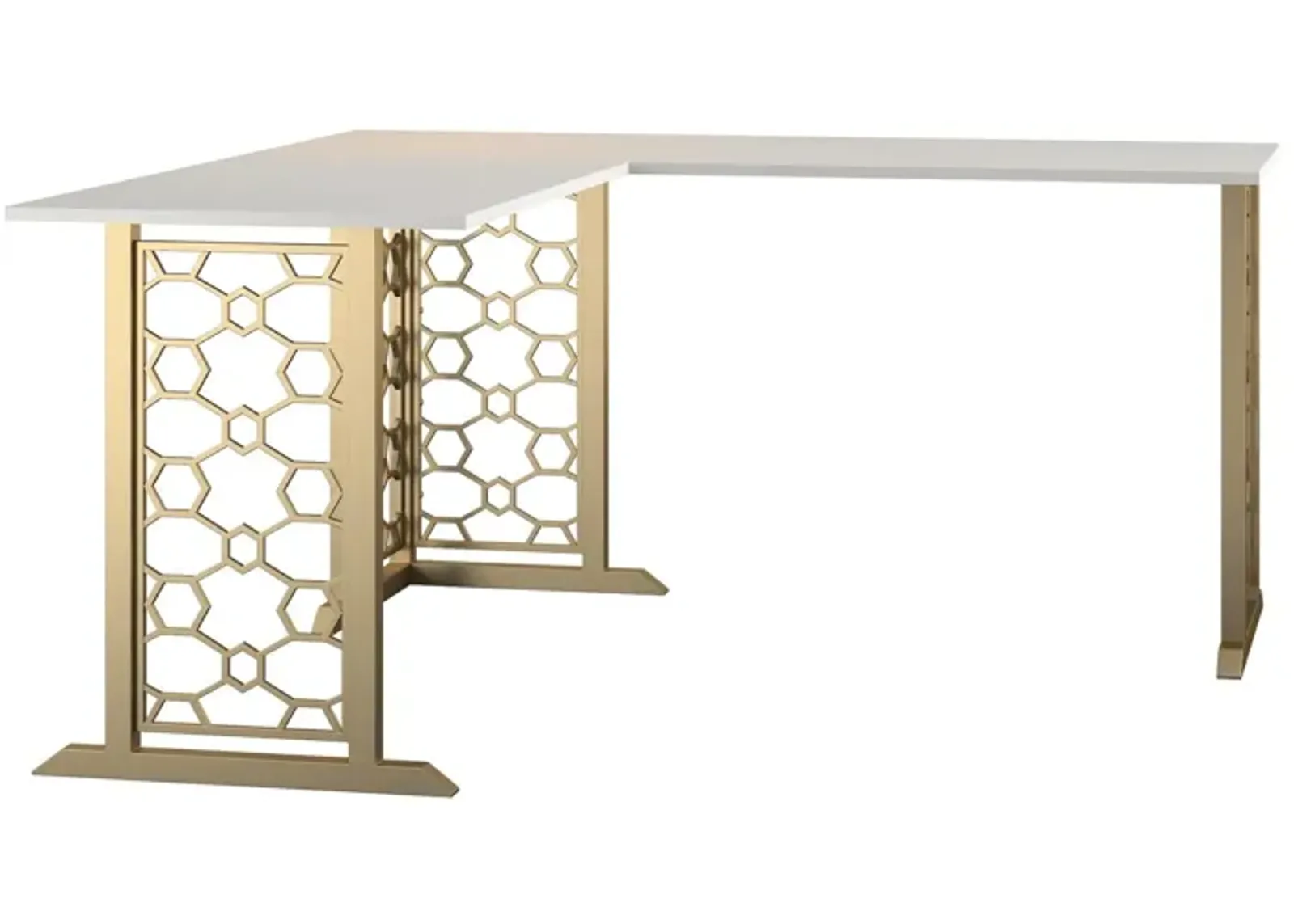 Ella L Shaped Desk with Metal Modern Design Base