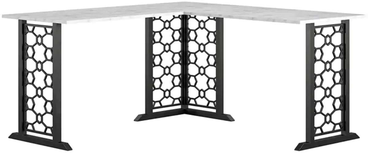 Ella L Shaped Desk with Metal Modern Design Base