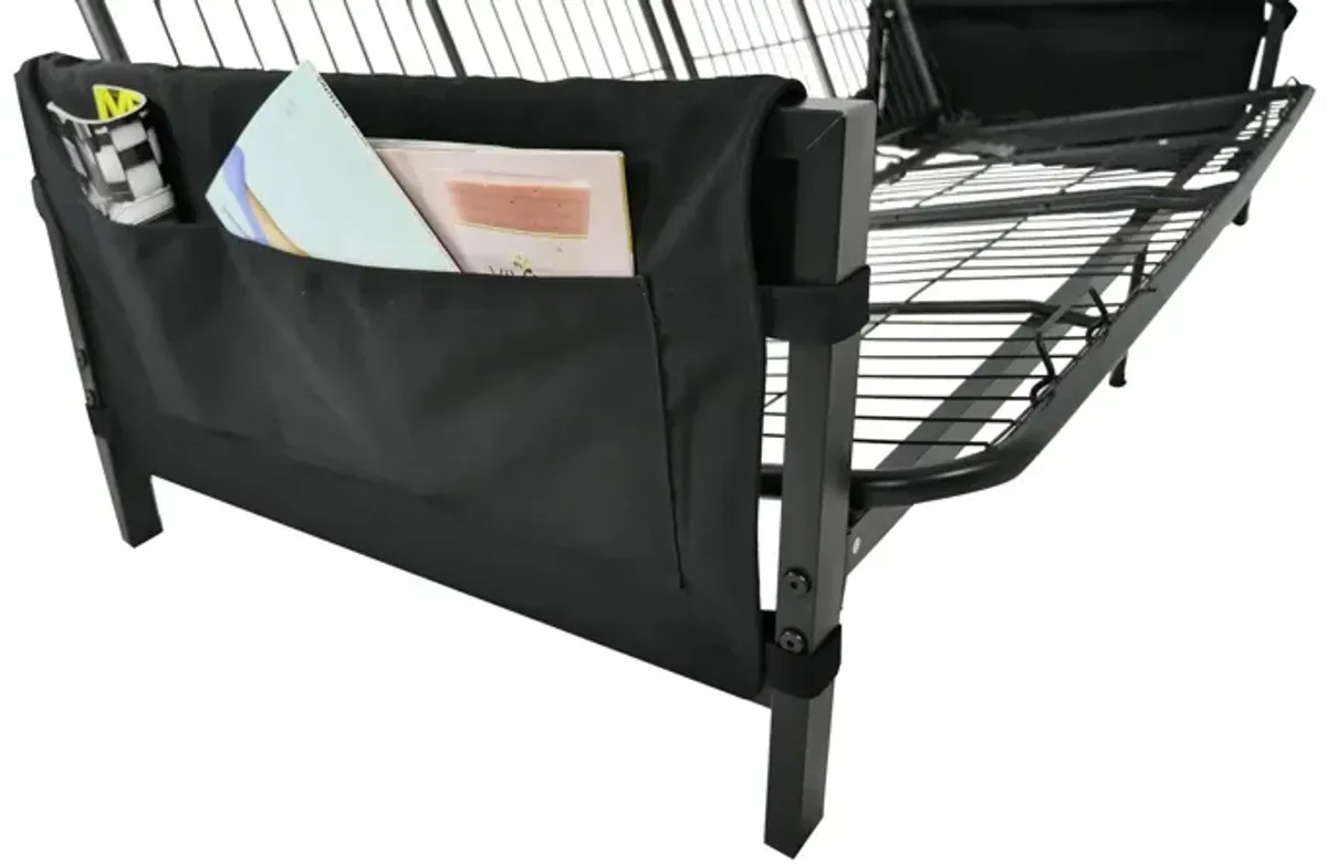 Avanti Black Metal Futon Frame with Storage Pockets