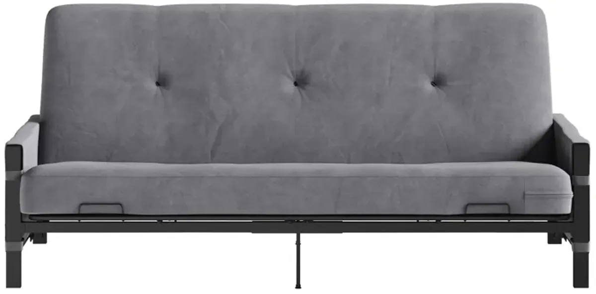 Avanti Black Metal Futon Frame with Storage Pockets