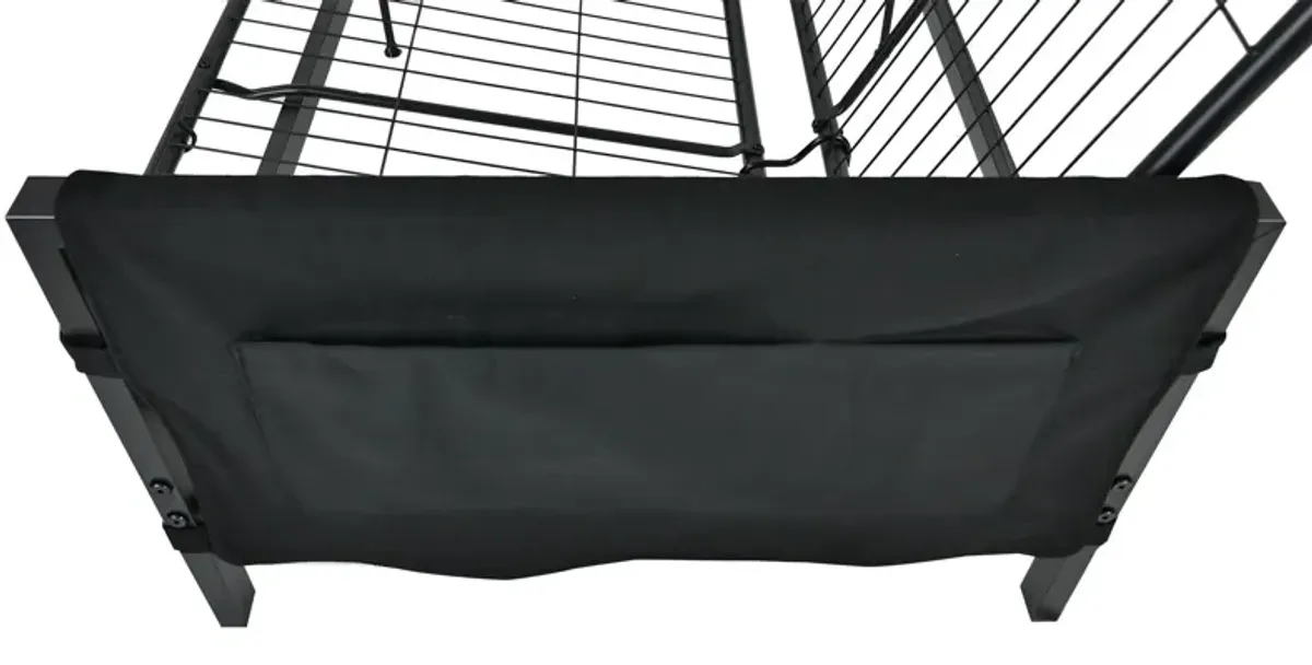 Avanti Black Metal Futon Frame with Storage Pockets