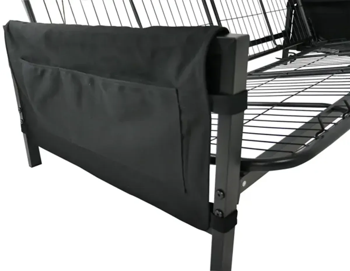 Avanti Black Metal Futon Frame with Storage Pockets