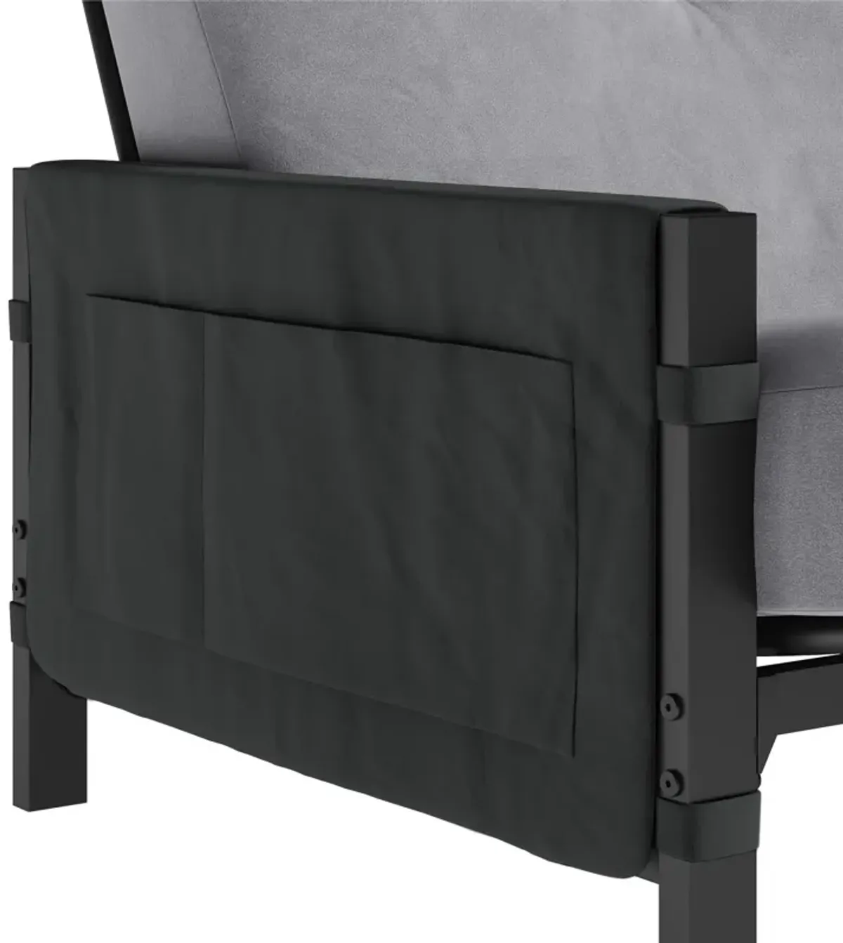 Avanti Black Metal Futon Frame with Storage Pockets