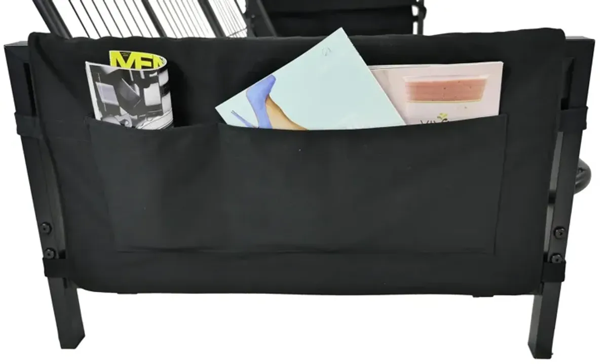 Avanti Black Metal Futon Frame with Storage Pockets