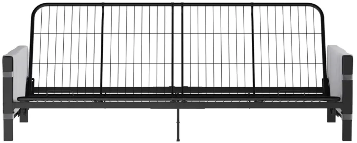 Avanti Black Metal Futon Frame with Storage Pockets