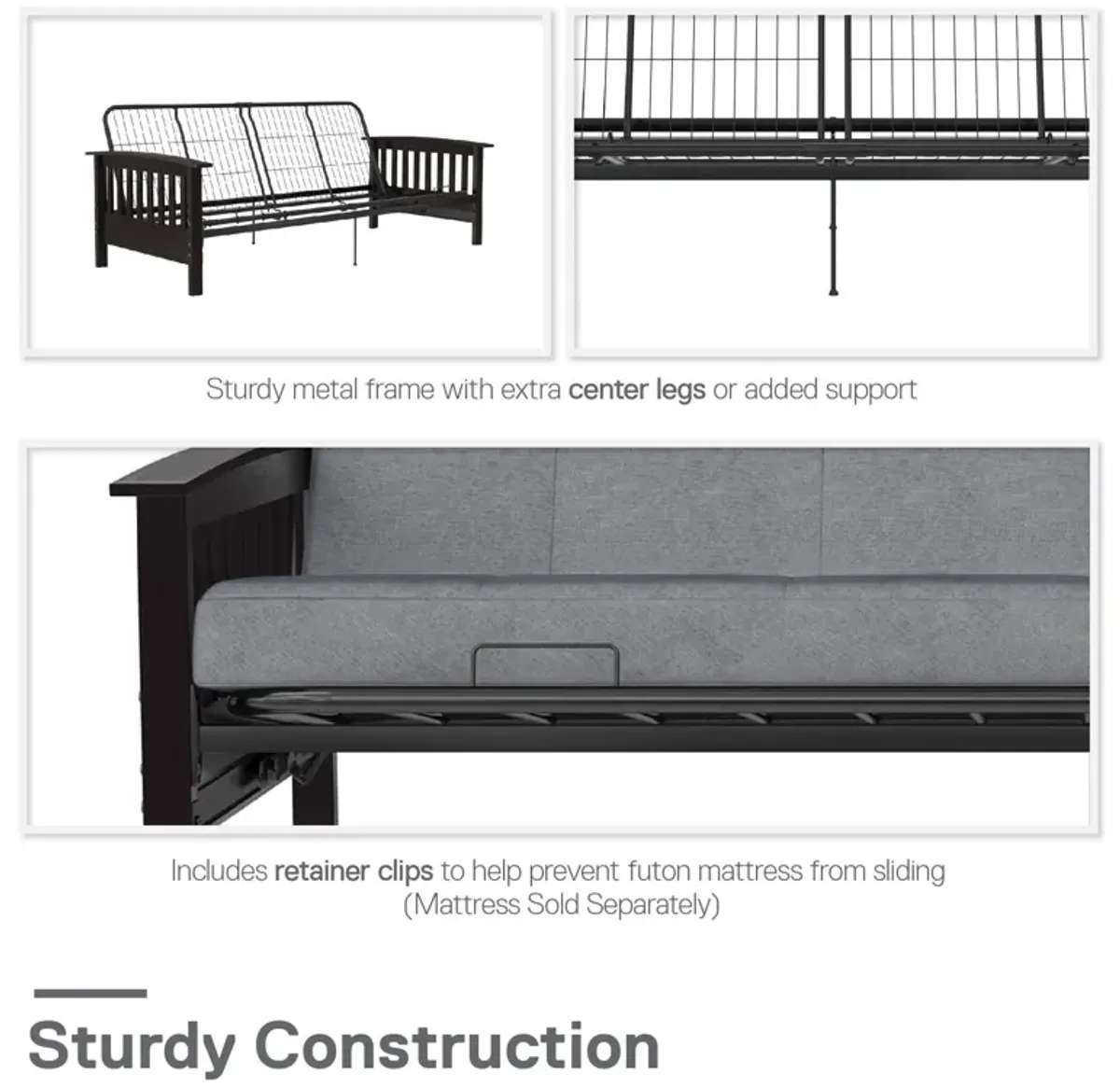 Elbi Full Size Wood Arm Futon Frame