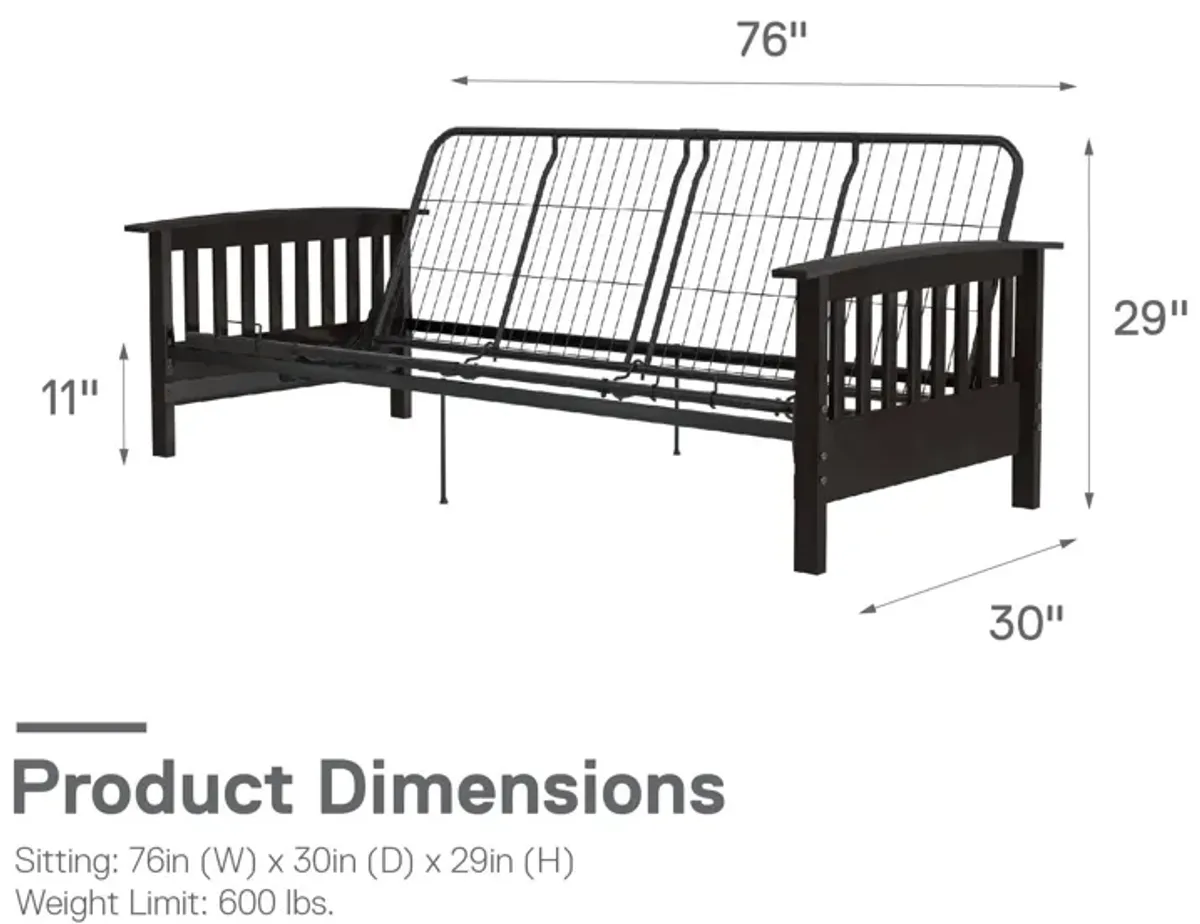 Elbi Full Size Wood Arm Futon Frame